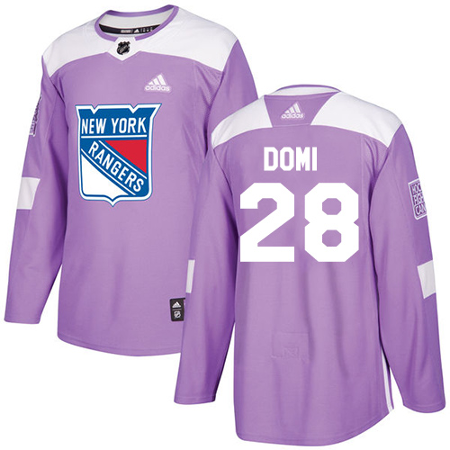 Adidas Rangers #28 Tie Domi Purple Authentic Fights Cancer Stitched NHL Jersey